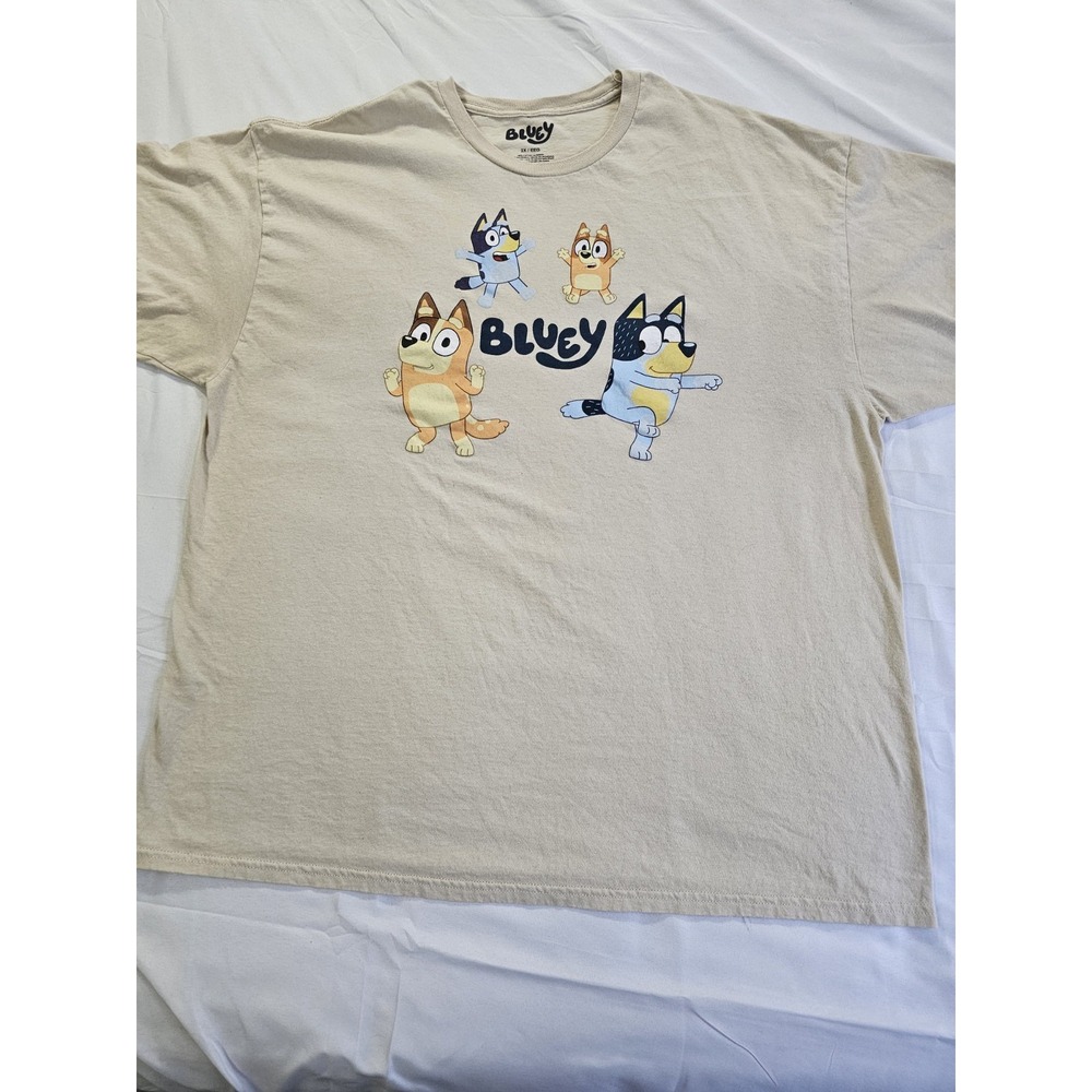 Bluey Mens Short Sleeve Graphic Print T-Shirt Beige Size 2XL